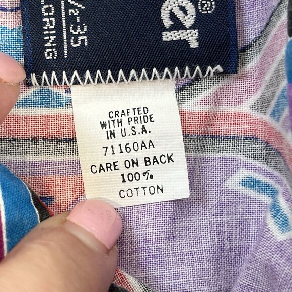 Vtg Wrangler X Lg Tails Shirt 16.5 35Purple Aztec Rodeo Cowboy Western‎ Checotah - Picture 5 of 12